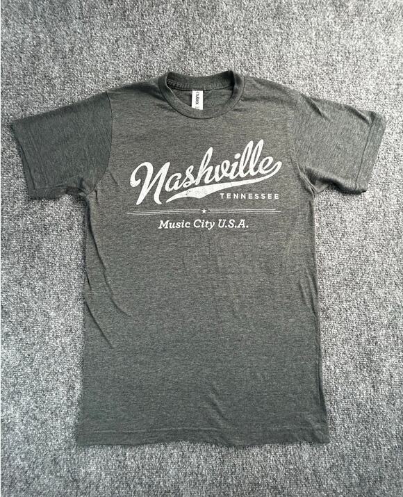 Tultex Other - Nashville Tennessee Music City USA Graphic T-Shirt Gray Adult Small